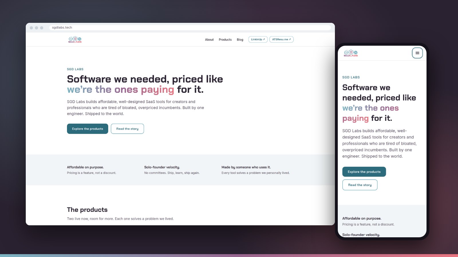SGD Labs: a brand home for two SaaS products